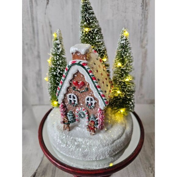 Valerie holiday scenes gingerbread house dome illuminated Xmas decor unique vint - Picture 4 of 10